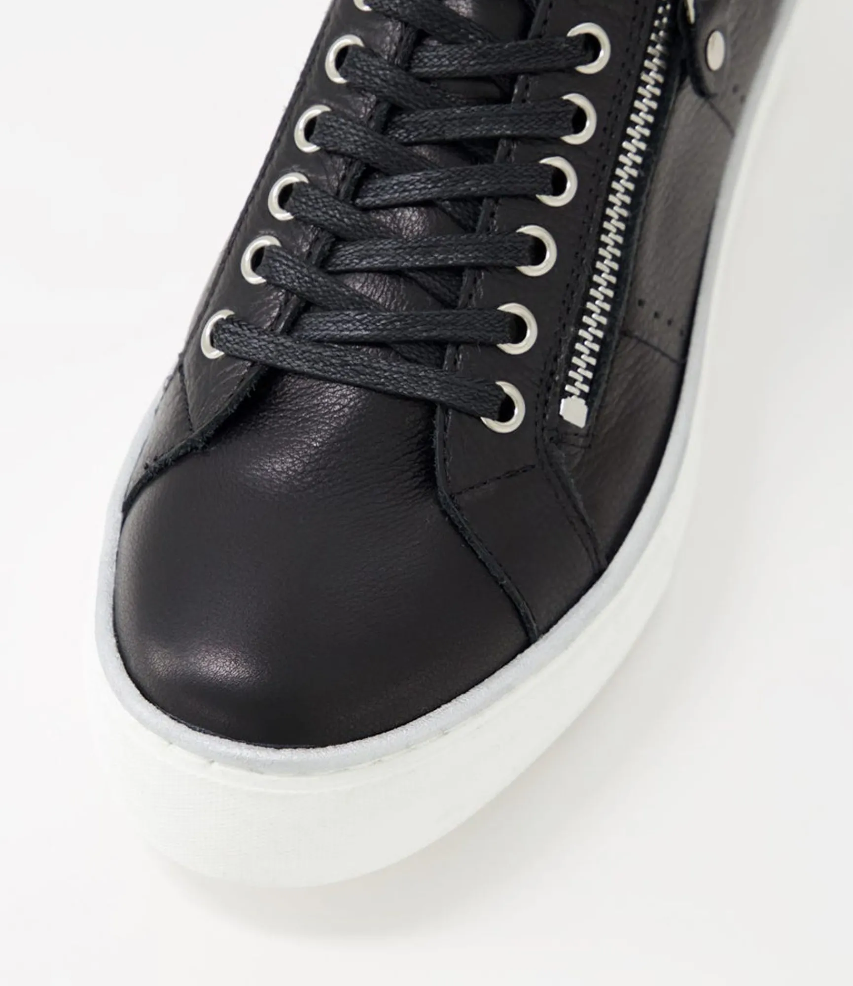 Hot Midas Shoes Feema Black White Leather Sneakers