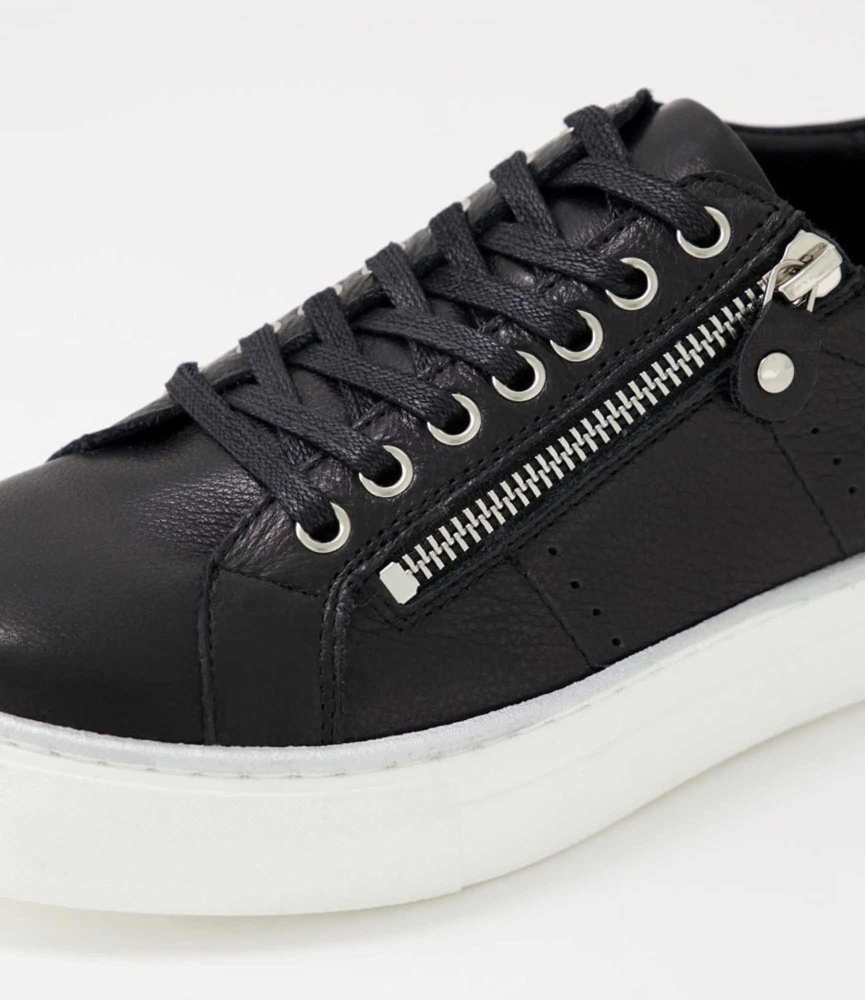 Hot Midas Shoes Feema Black White Leather Sneakers