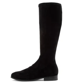 Online Midas Shoes Fiery Black Stretch Microsuede Knee High Boots