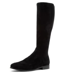 Online Midas Shoes Fiery Black Stretch Microsuede Knee High Boots