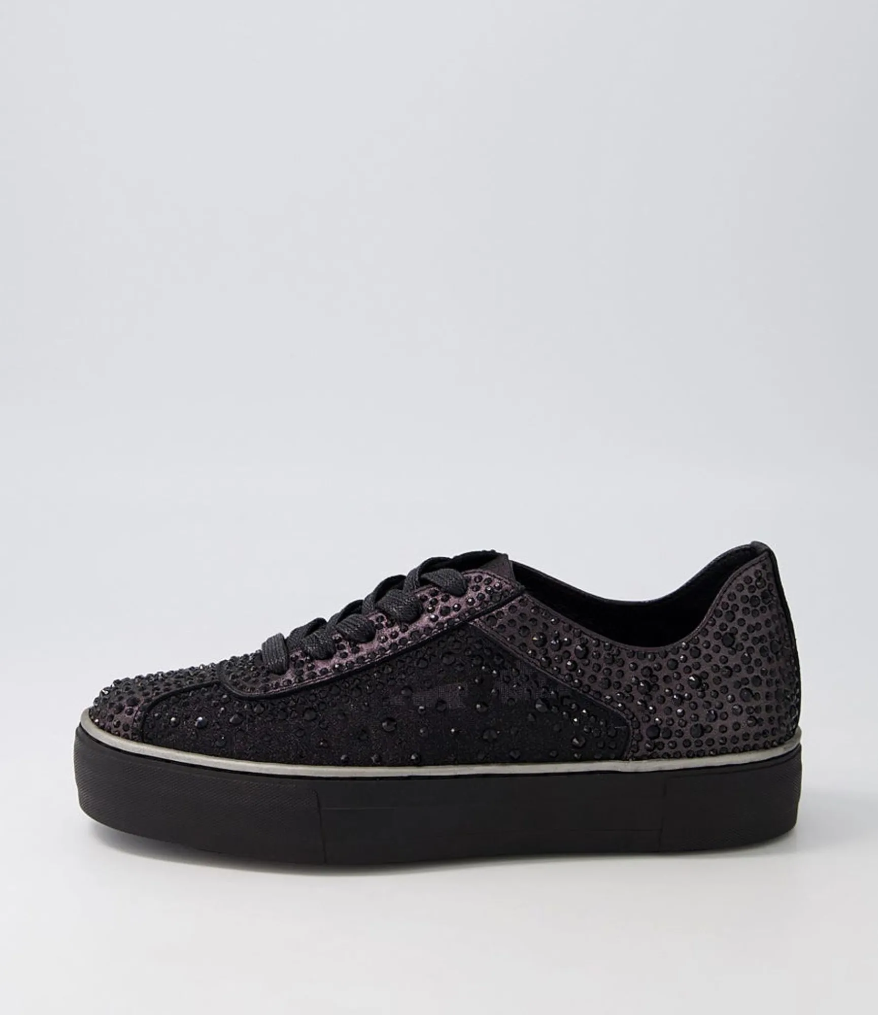 Cheap Midas Shoes Fillip Black Shimmer Leather Mesh Sneakers