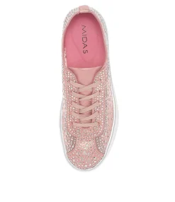 New Midas Shoes Fillip Pink Mesh Leather Sneakers