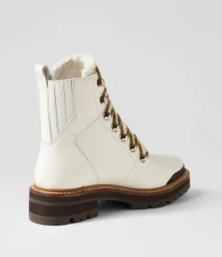Clearance Midas Shoes Fischer White Black Tumble Leather Lace Up Boots