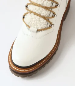 Clearance Midas Shoes Fischer White Black Tumble Leather Lace Up Boots