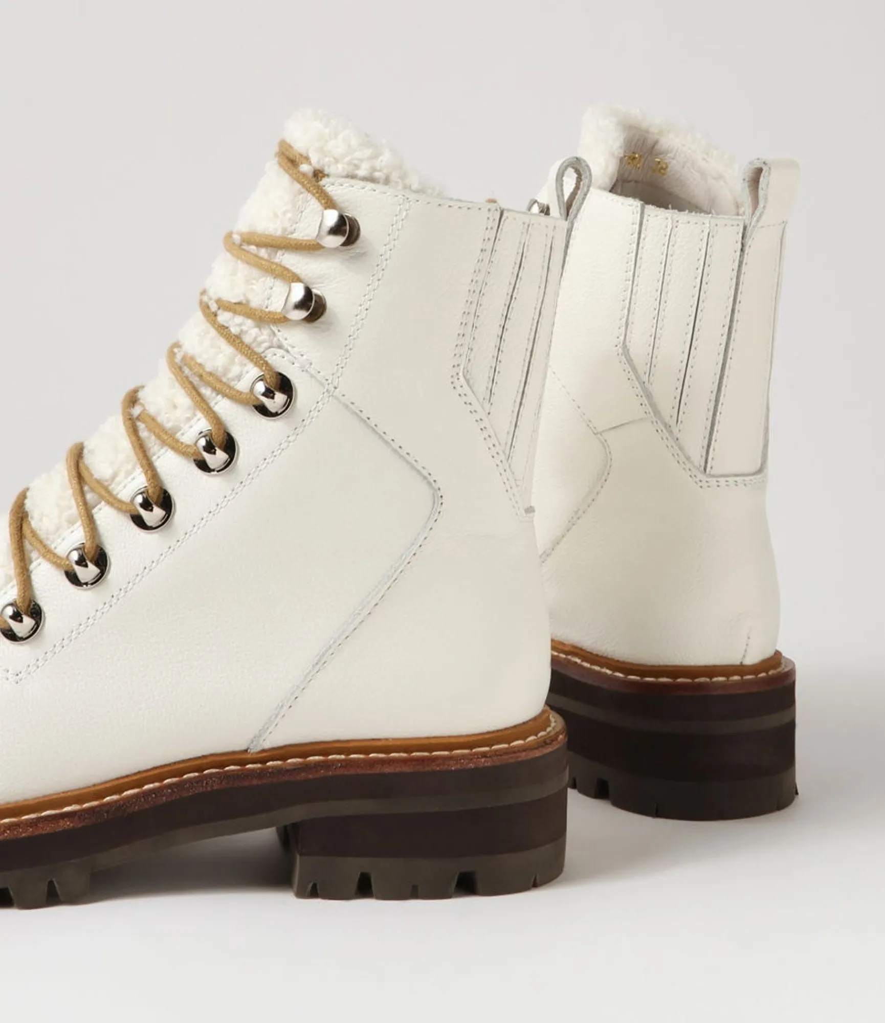 Clearance Midas Shoes Fischer White Black Tumble Leather Lace Up Boots