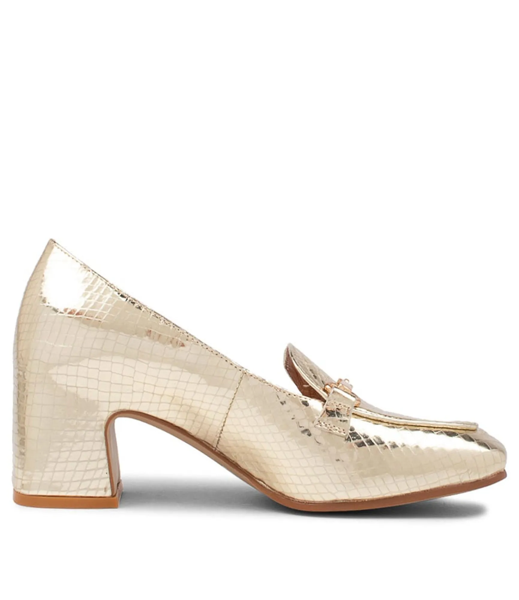 Clearance Midas Shoes Flaw Pale Gold Mirror Leather Heels
