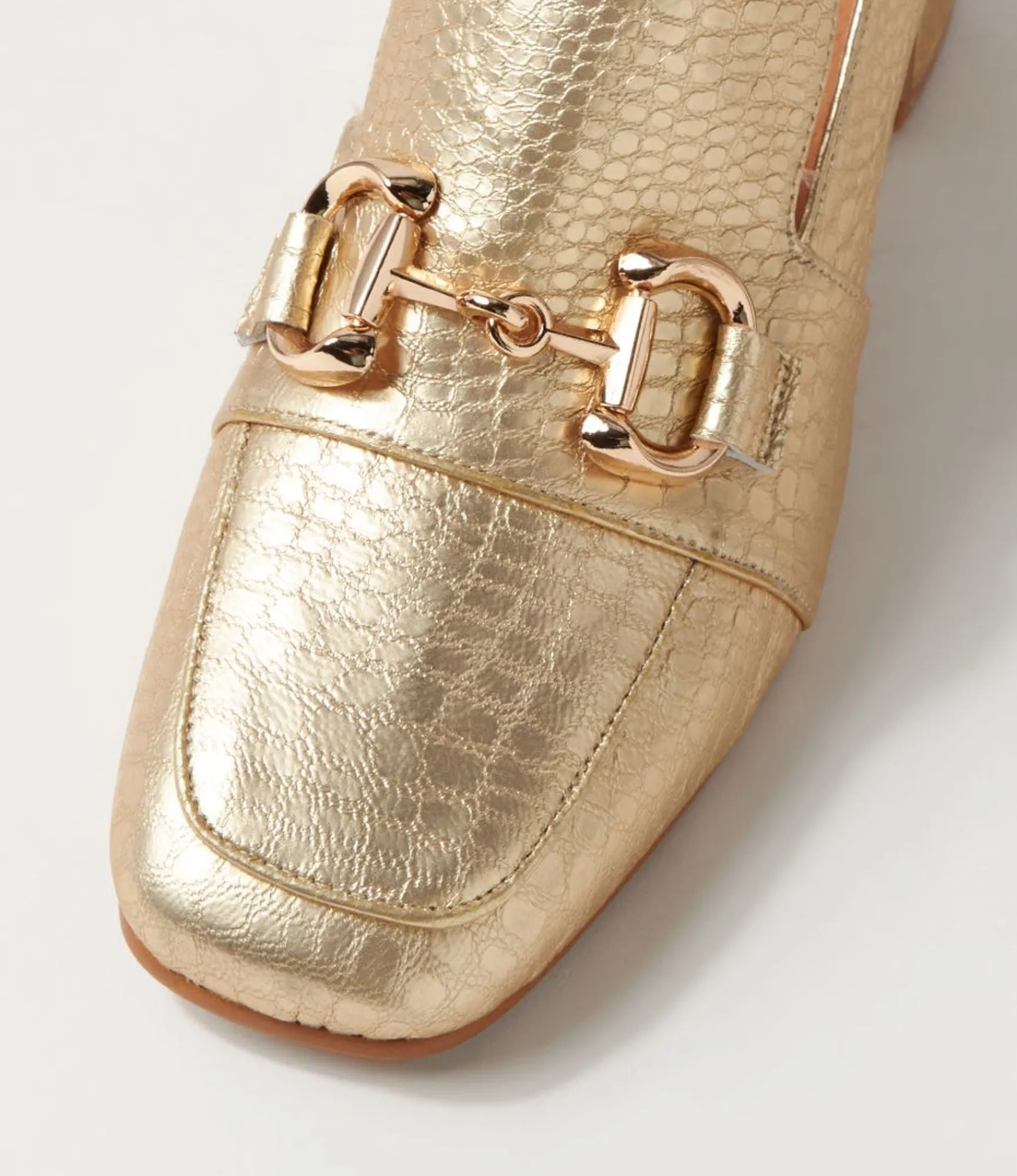 Store Midas Shoes Flirtee Gold Croc Leather Heels