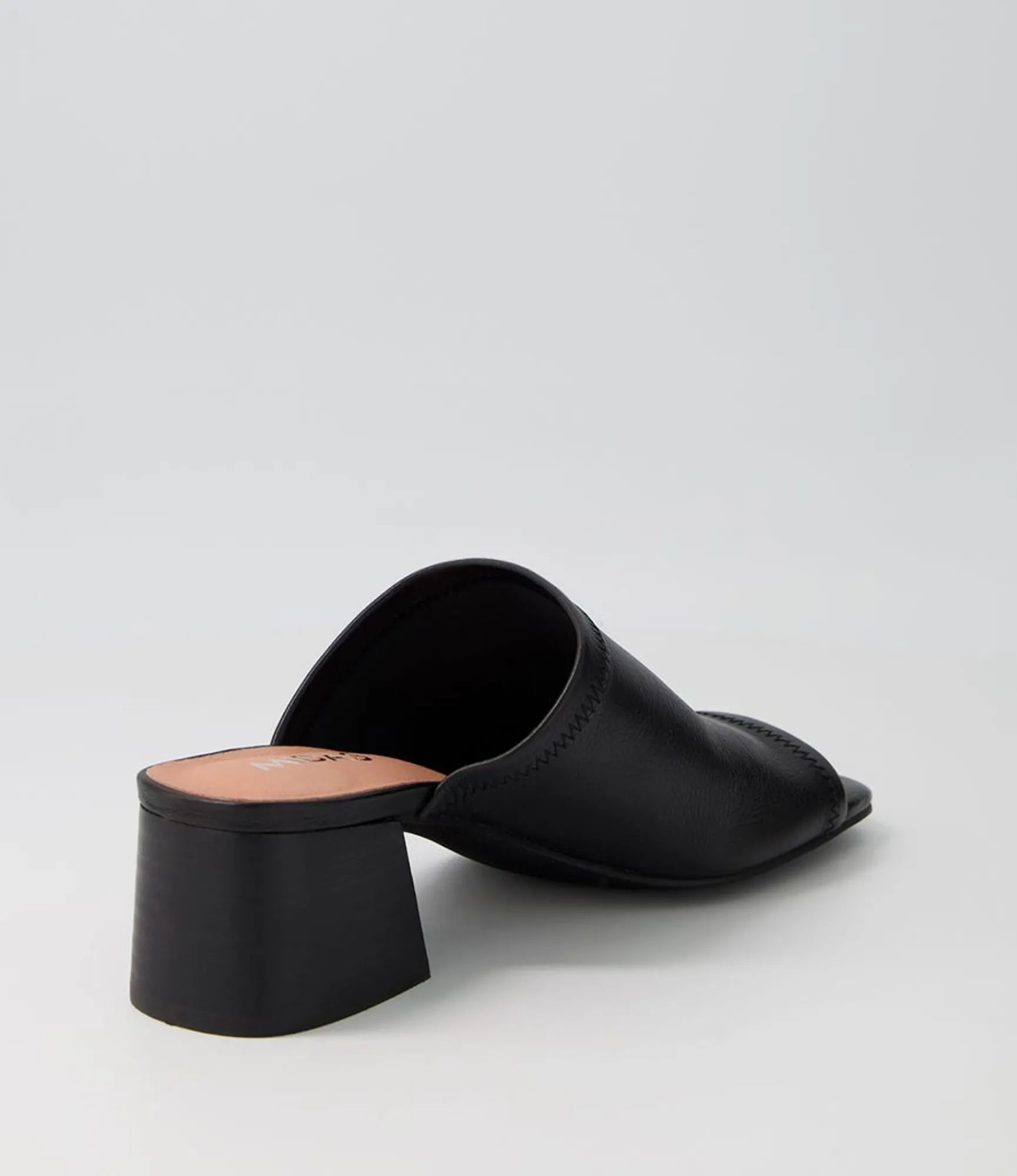 New Midas Shoes Florene Black Leather Slides