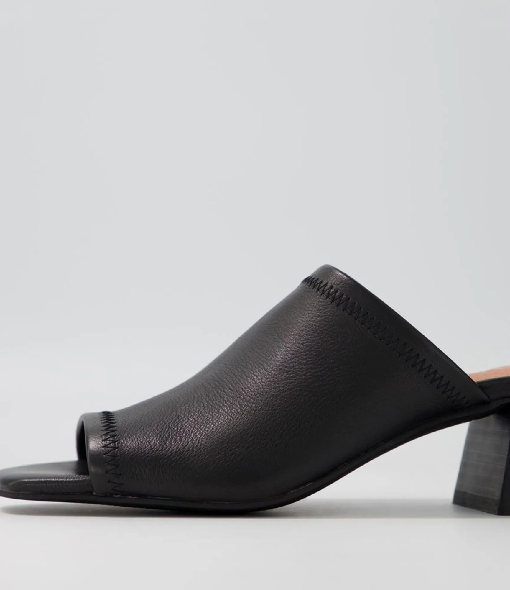New Midas Shoes Florene Black Leather Slides