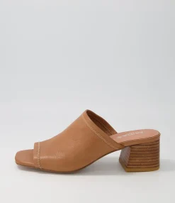 Cheap Midas Shoes Florene Tan Leather Slides