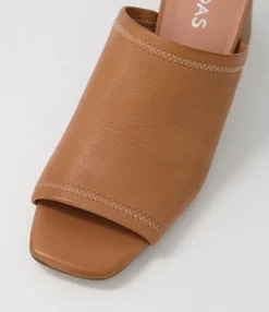 Cheap Midas Shoes Florene Tan Leather Slides