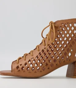 Shop Midas Shoes Floss Dark Tan Leather Sandals