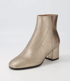 Store Midas Shoes Flossi Champagne Crackle Leather Ankle Boots