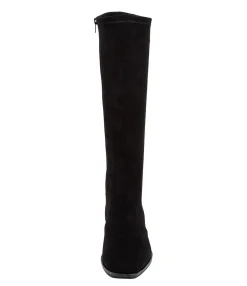 Fashion Midas Shoes Flowe Black Microsuede Knee High Boots Bh