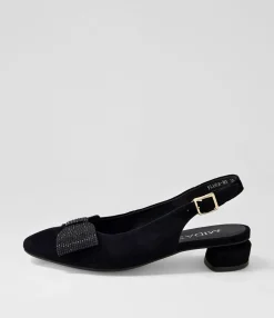 Discount Midas Shoes Flura Black Suede Flat Shoes