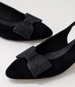Discount Midas Shoes Flura Black Suede Flat Shoes