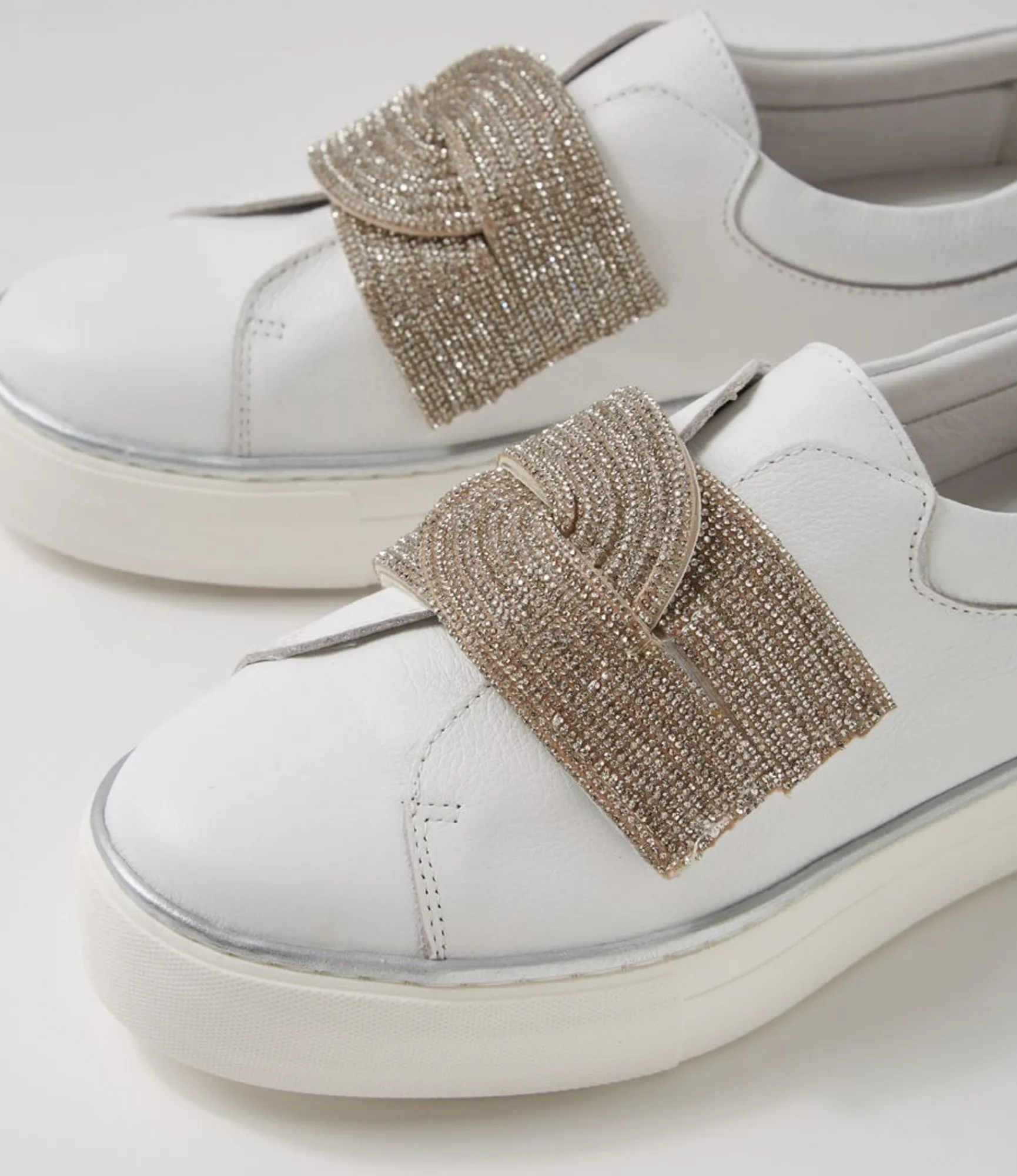 Cheap Midas Shoes Flutters White Silver Leather Jewels Sneakers