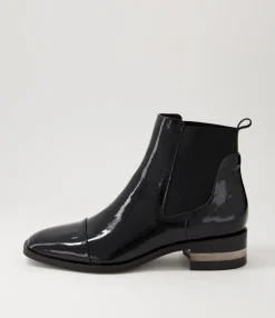 Fashion Midas Shoes Foro Black Heel Patent Leather Ankle Boots
