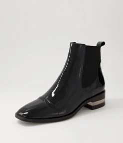 Fashion Midas Shoes Foro Black Heel Patent Leather Ankle Boots