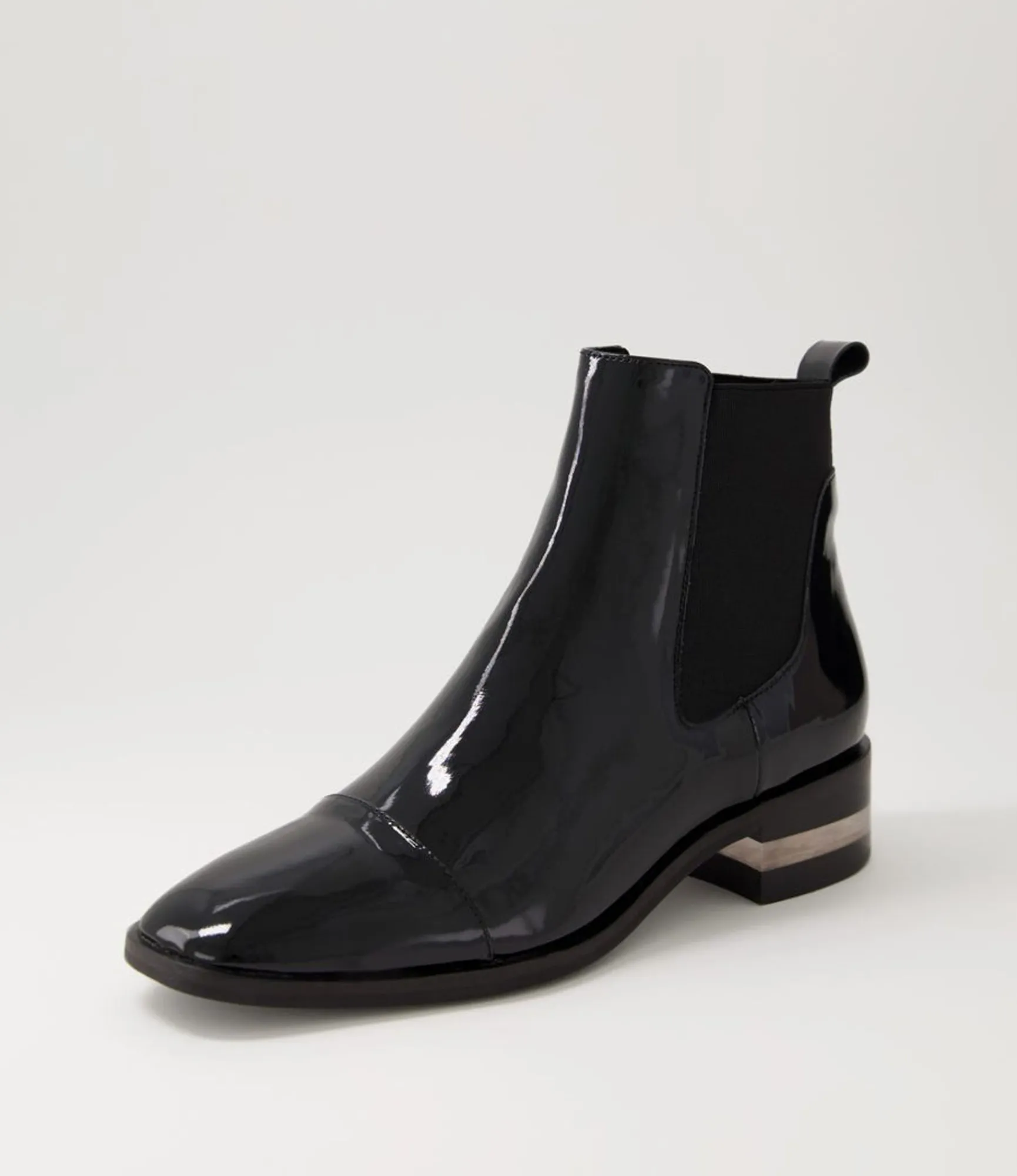 Fashion Midas Shoes Foro Black Heel Patent Leather Ankle Boots