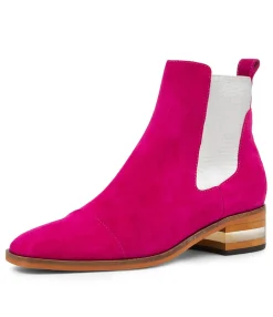 Shop Midas Shoes Foro Dark Fuchsia Silver Suede Ankle Boots