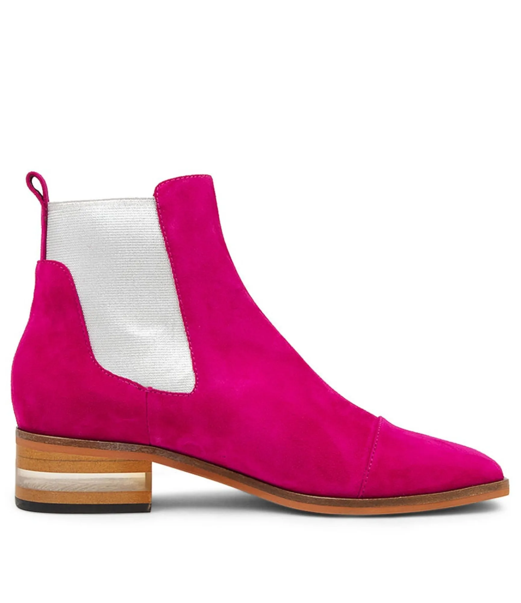 Shop Midas Shoes Foro Dark Fuchsia Silver Suede Ankle Boots