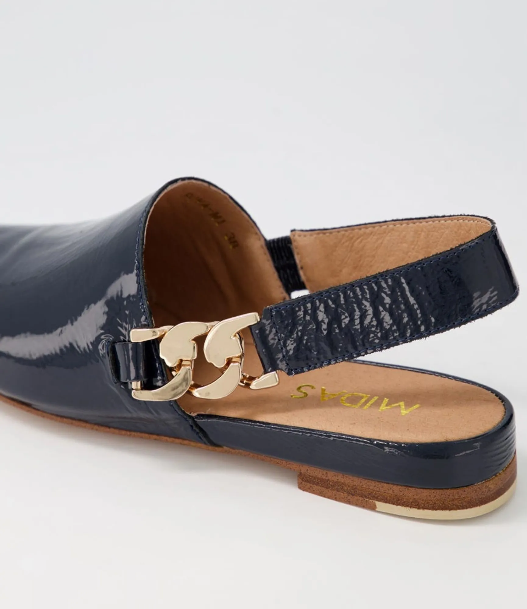 Sale Midas Shoes Fova Navy Patent Leather Flat Shoes