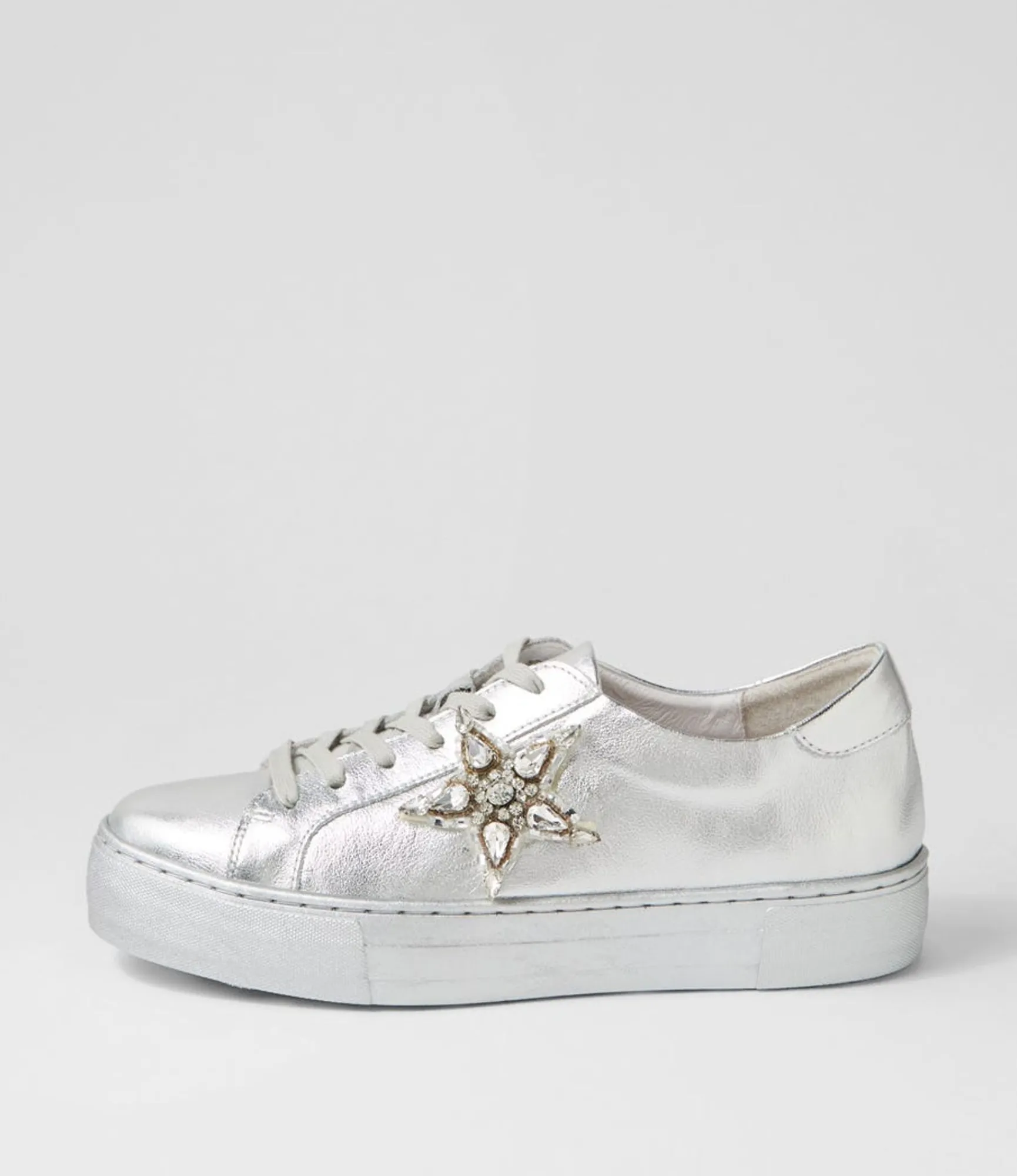 Best Sale Midas Shoes Foxxa Silver Leather Jewels Sneakers