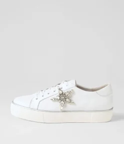 Discount Midas Shoes Foxxa White Silver Jewels Leather Sneakers