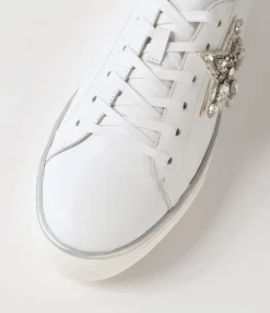 Discount Midas Shoes Foxxa White Silver Jewels Leather Sneakers