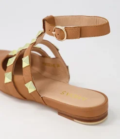 New Midas Shoes Francesca Tan Leather Flat Shoes