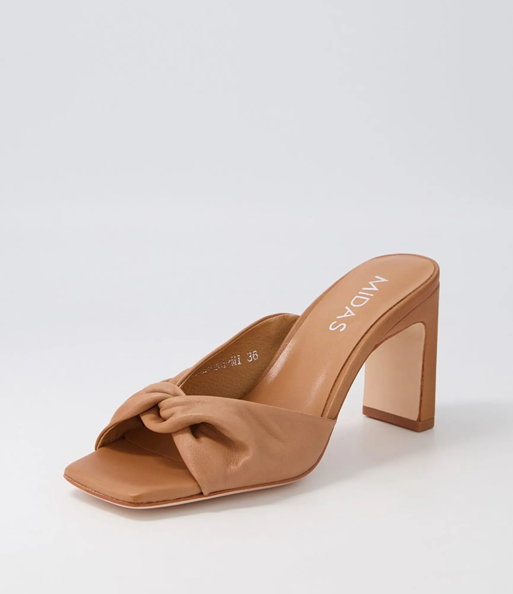 Discount Midas Shoes Franka Dark Tan Leather Slides