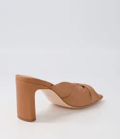 Discount Midas Shoes Franka Dark Tan Leather Slides
