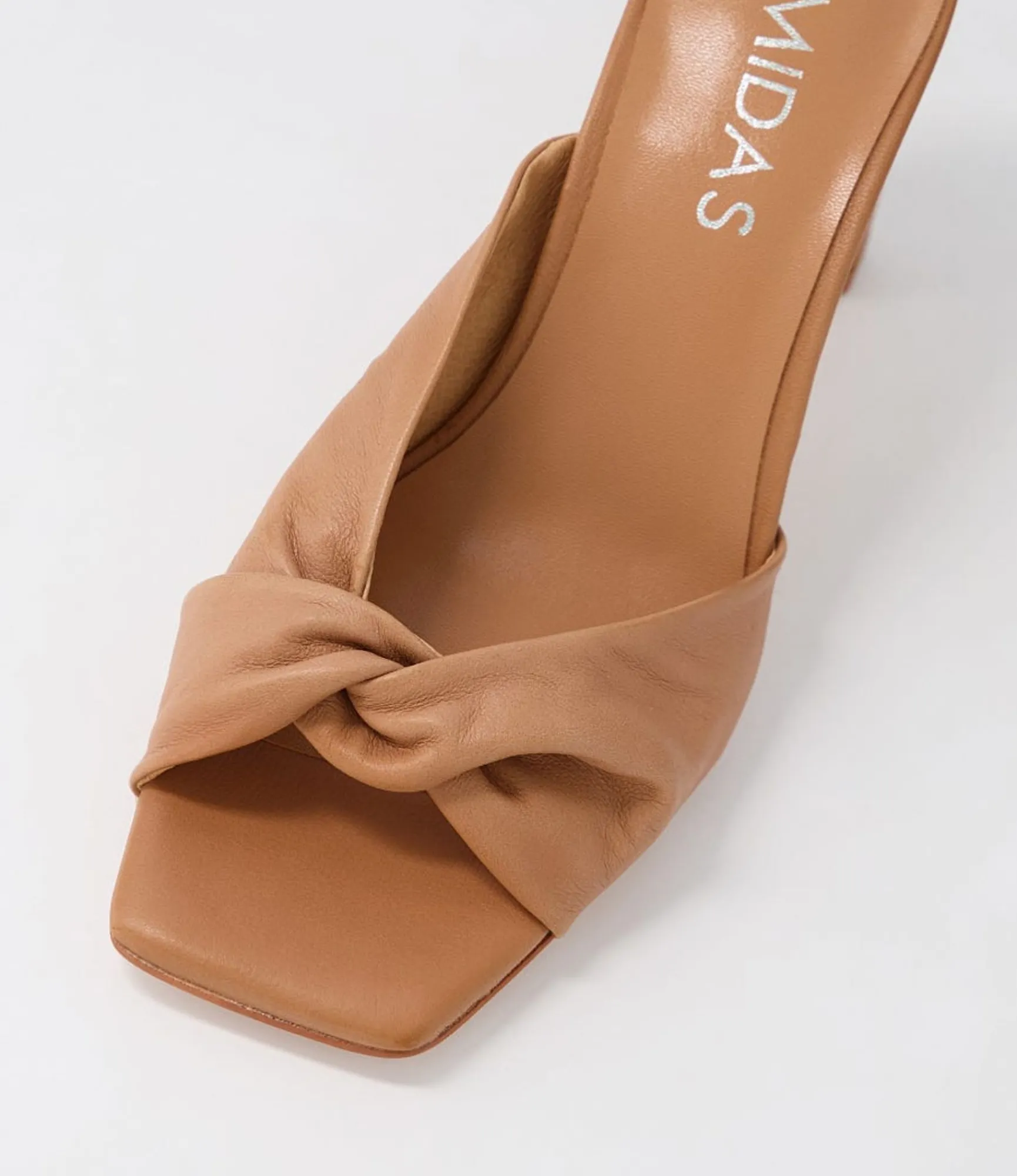 Discount Midas Shoes Franka Dark Tan Leather Slides