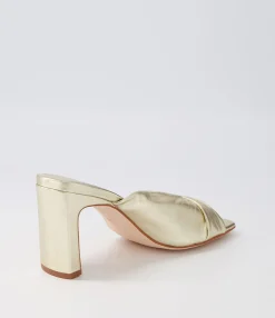 Fashion Midas Shoes Franka Gold Leather Slides