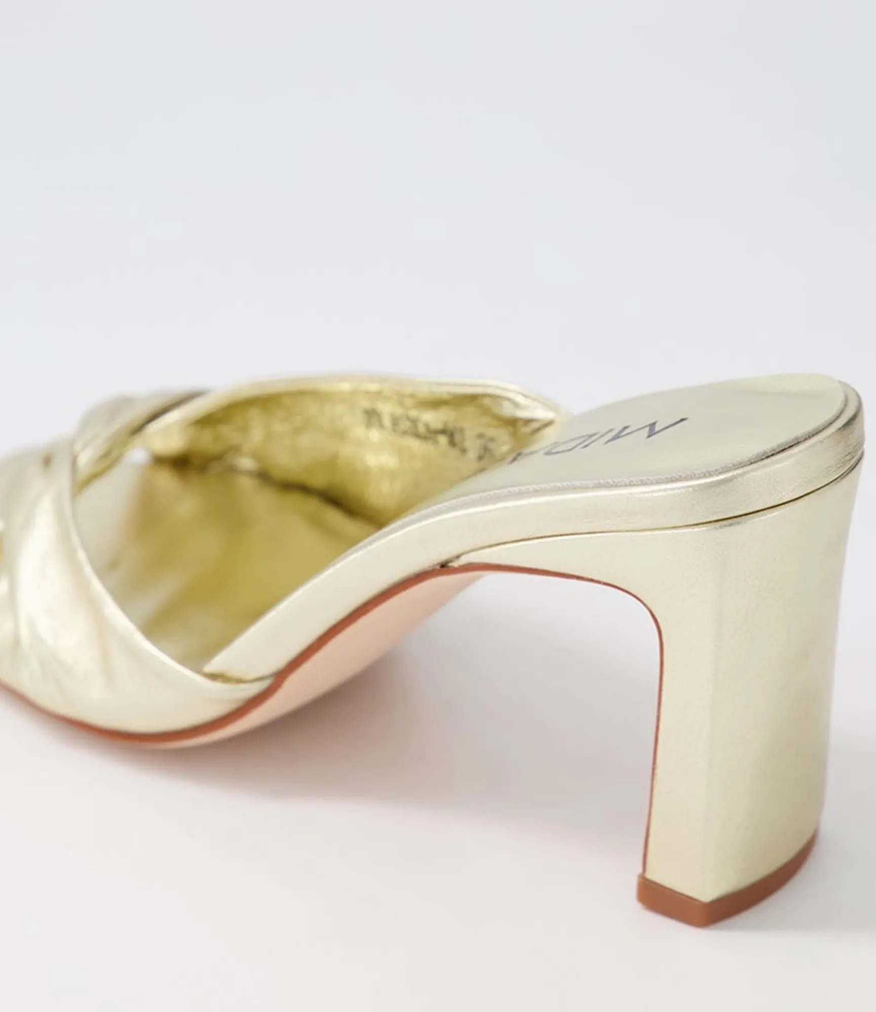 Fashion Midas Shoes Franka Gold Leather Slides