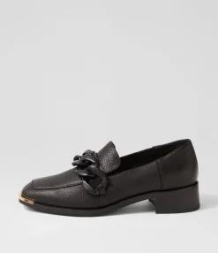 Cheap Midas Shoes Freyah Black Leather Heels