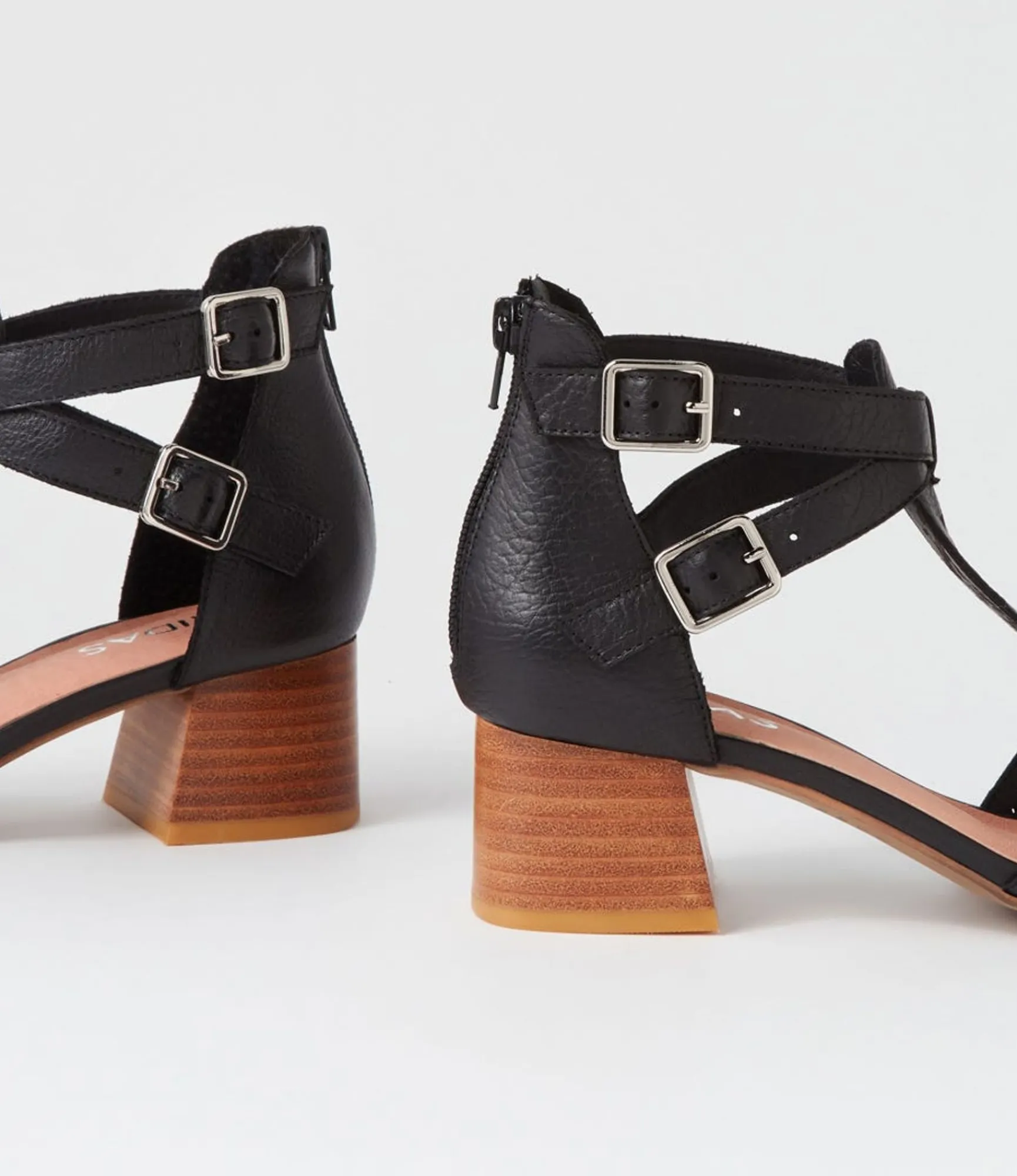 Best Midas Shoes Fyllis Black Natural Heel Leather Sandals