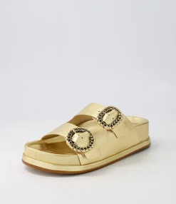 Sale Midas Shoes Gallie Old Gold Leather Slides