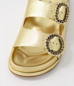 Sale Midas Shoes Gallie Old Gold Leather Slides