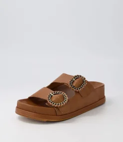 Shop Midas Shoes Gallie Toffee Leather Slides
