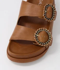 Shop Midas Shoes Gallie Toffee Leather Slides