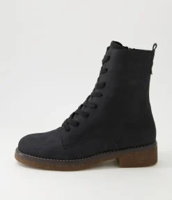 Cheap Midas Shoes Garnett Black Leather Lace Up Boots