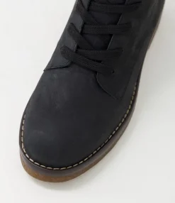 Cheap Midas Shoes Garnett Black Leather Lace Up Boots