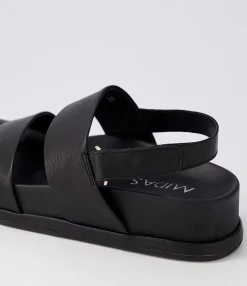Best Midas Shoes Gea Black Leather Sandals