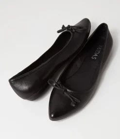 Clearance Midas Shoes Geddie Black Leather Flat Shoes