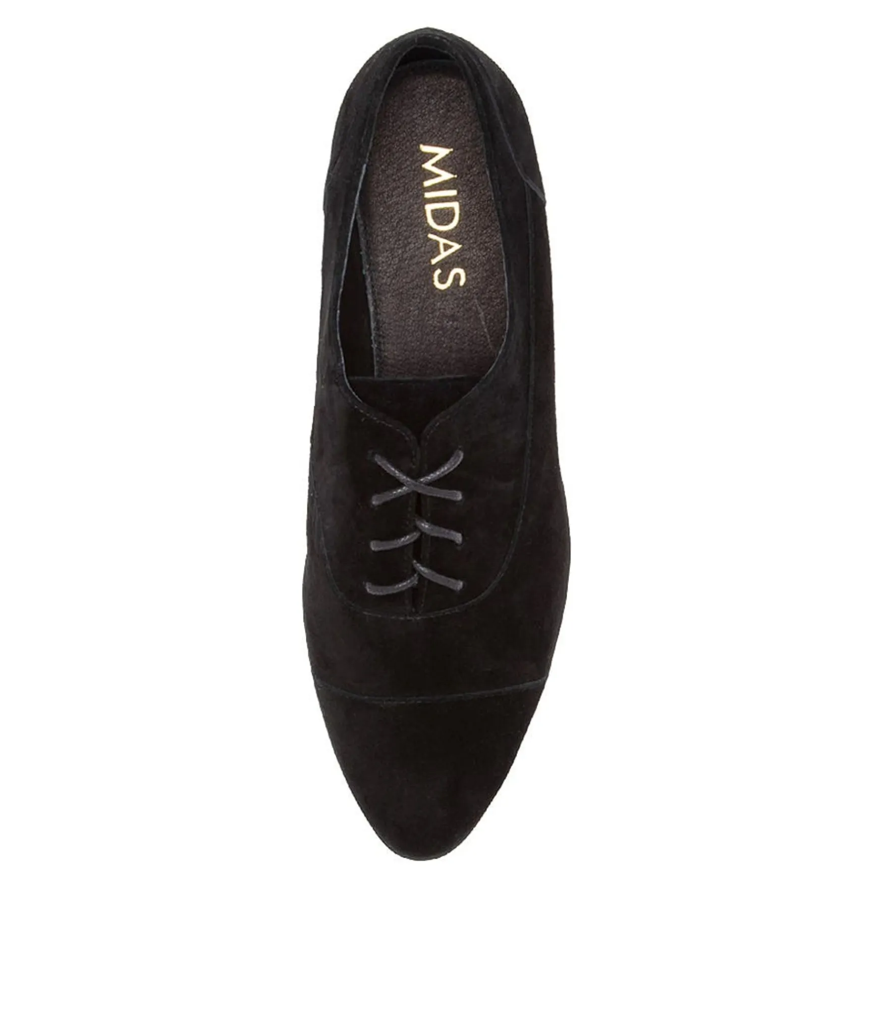 Online Midas Shoes Geliah Black Suede Lace Up Flats