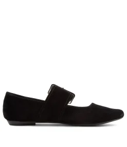 Outlet Midas Shoes Georgine Black Suede Flat Shoes