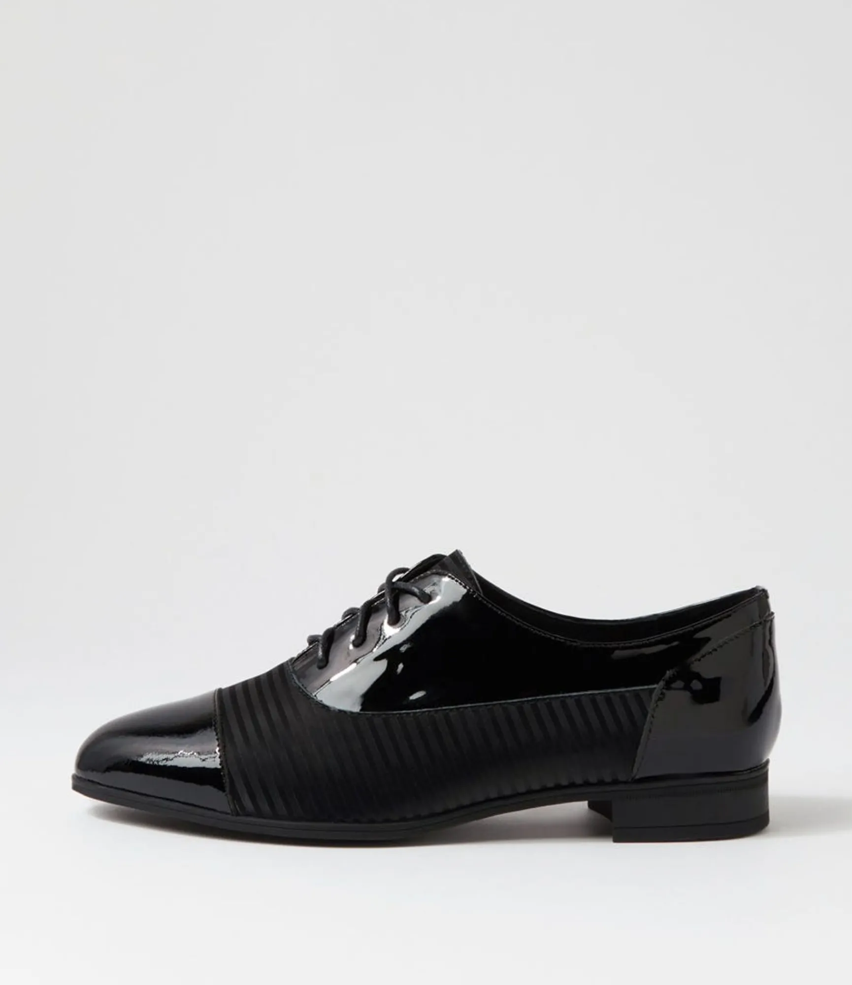Cheap Midas Shoes Gilberts Black Stripe Patent Leather Lace Up Flats