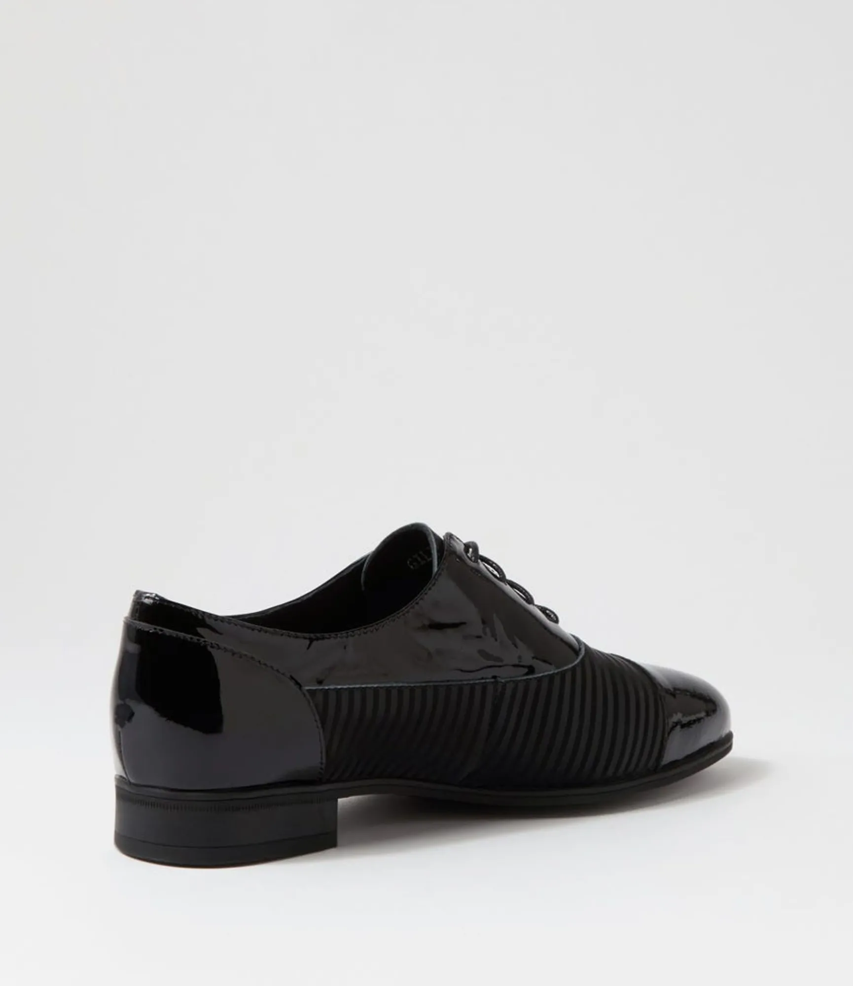 Cheap Midas Shoes Gilberts Black Stripe Patent Leather Lace Up Flats